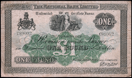 National Bank of Ireland One Pound 1921