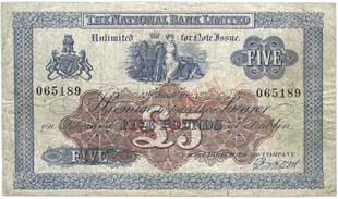 Ireland, National Bank, Five Pounds 1923