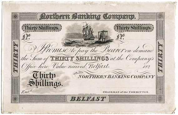 Northern Bank 30 Shillings Proof ca1825