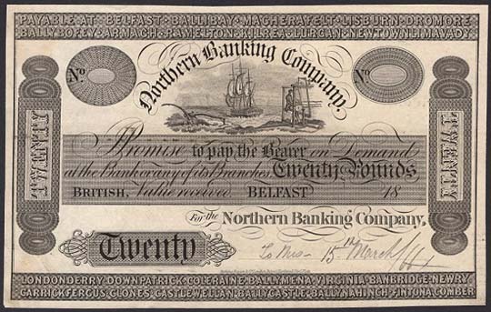 Northern Bank 20 Pound proof 1866