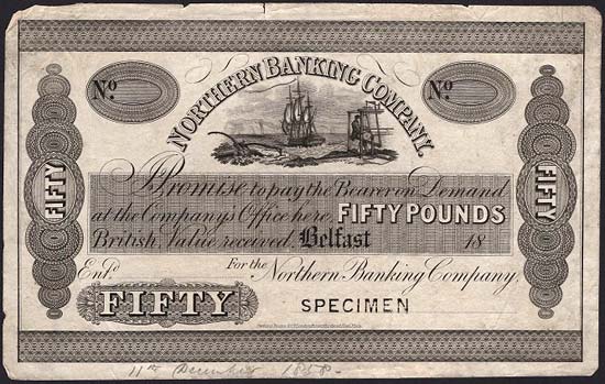 Northern Banking Company 50 Pounds 1858