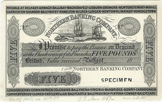 Northern Bank Five Pound proof 1867