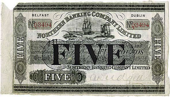 Northern Banking Company Limited Five Pounds 1 Sept 1908