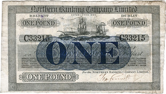 Northern Bank One Pound 1 July 1918 Black serial numbers