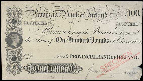 Provincial Bank of Ireland 100 Pounds ca1840