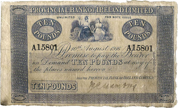Provincial Bank of Ireland Ten Pounds 1916