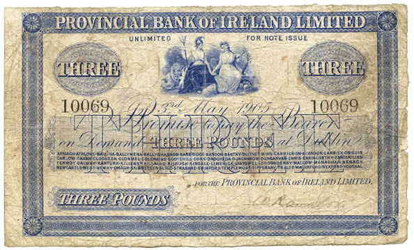Provincial Bank of Ireland Three Pounds 1905