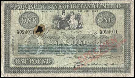 Provincial Bank of Ireland One Pound 1919
