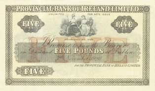 Provincial Bank of Ireland 5 Pounds 1920