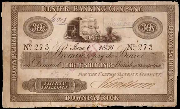 Ulster Banking Company One Pound DOWNPATRICK, June 1 1836