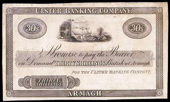 Ulster Banking Company 30 Shillings proof ca1836