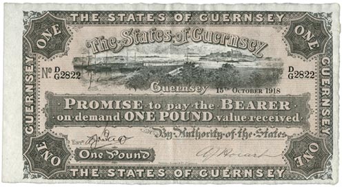 The States of Guernsey, One Pound, dated 15th October 1918