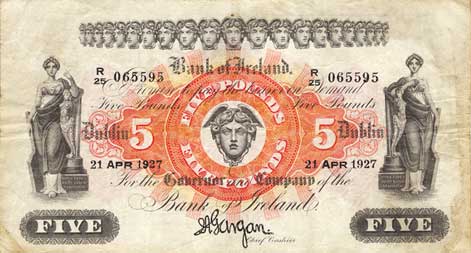 Bank of Ireland £5, 1927